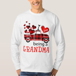 I Love Being a Grandma Red Plaid Truck T-Shirt