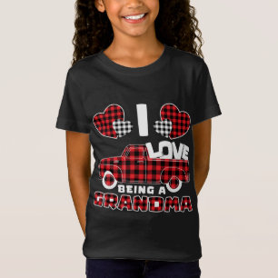 I Love Being A Grandma Red Truck With Heart Valent T-Shirt