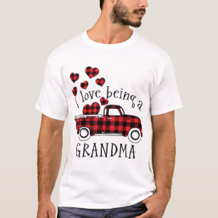 I Love Being A Grandma Red Truck With Heart Valent T-Shirt