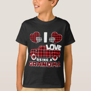 I Love Being A Grandma Red Truck With Heart Valent T-Shirt