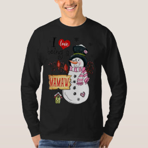 I Love Being A Mamaw Snowman Christmas Funny Xmas T-Shirt