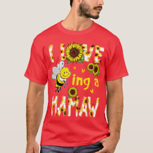 I Love Being A Mamaw Sunflower Bee Mothers Day  T-Shirt