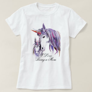 I Love Being a Mum Purple Unicorns Mum and Baby T-Shirt