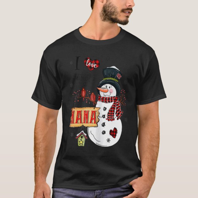 I Love Being A Nana Snowman Christmas  Xmas Tree T-Shirt (Front)