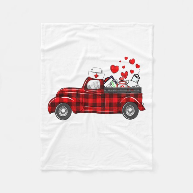 I Love Being A Nicu Nurse Valentine Buffalo Plaid  Fleece Blanket (Front)