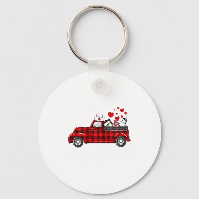 I Love Being A Nicu Nurse Valentine Buffalo Plaid  Key Ring (Front)