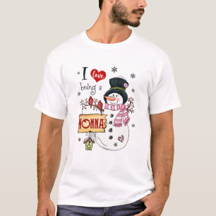I Love Being A Nonna Snowman Christmas Funny Xmas T-Shirt