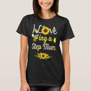 I Love Being A Step Mum Grandma Sunflower Bee Moth T-Shirt
