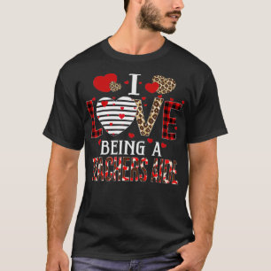 I Love Being A Teachers Aide Red Plaid Hearts Vale T-Shirt