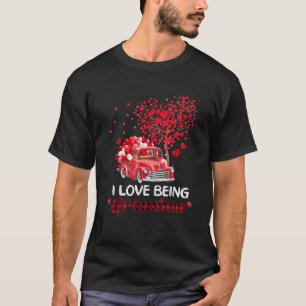 I Love Being Grandma Red Plaid Truck Hearts Valent T-Shirt
