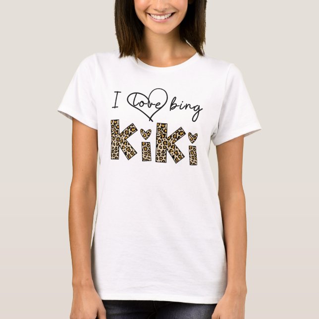 I Love Being Kiki leopard plaid T-Shirt (Front)
