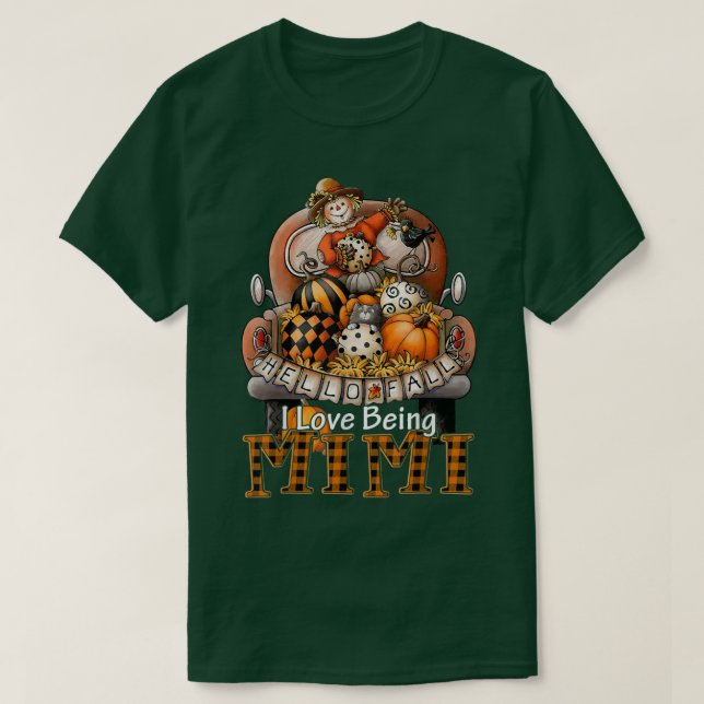 I Love Being Mimi Plaid Truck Farmer Pumpkin Spice T-Shirt (Design Front)