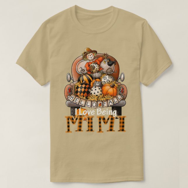I Love Being Mimi Plaid Truck Farmer Pumpkin Spice T-Shirt (Design Front)