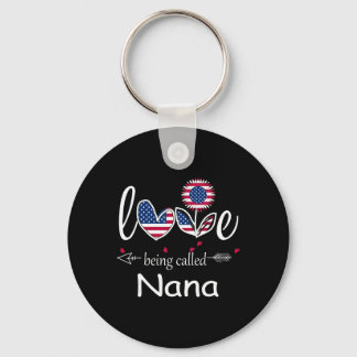 I Love Being Nana Usa Flag 4th Of July Independenc Key Ring