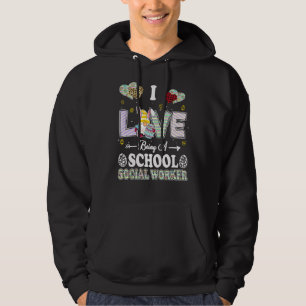 I Love Being School Social Worker Easter Day Teach Hoodie