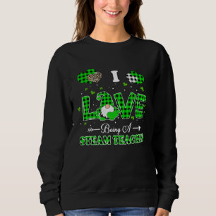 I Love Being STEAM Teacher Gnome Leopard Patricks  Sweatshirt