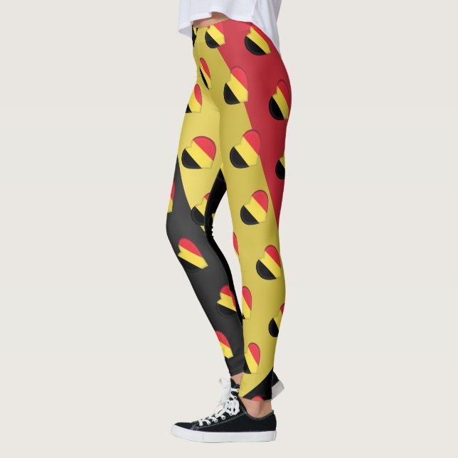 I Love Belgium Belgian Flag Hearts Pattern Funny Leggings (Left)