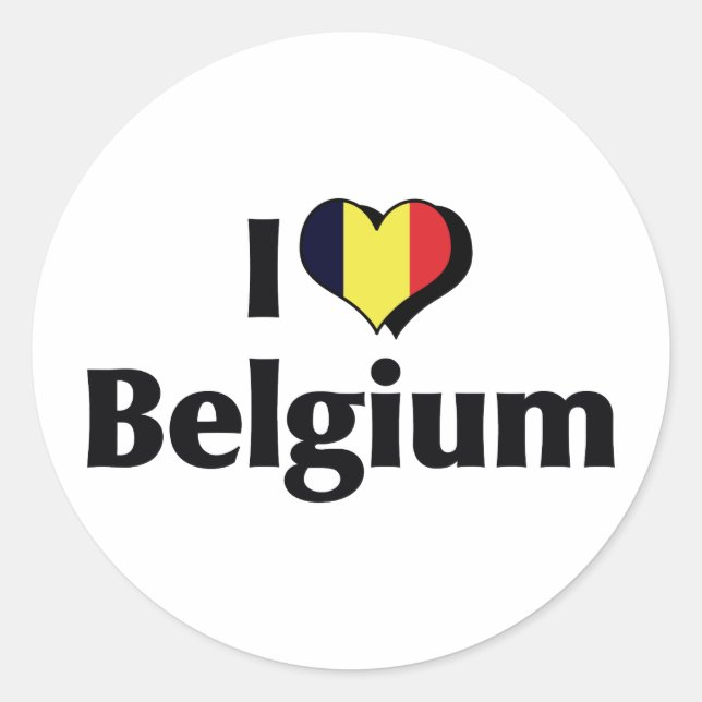 I Love Belgium Flag Classic Round Sticker (Front)