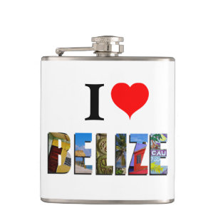 I Love Belise Heart Tropical Beach Travel Photos Hip Flask
