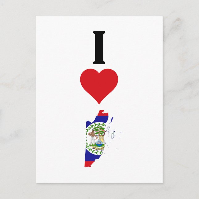 I Love Belise Vertical I Heart Country Flag Map Postcard (Front)