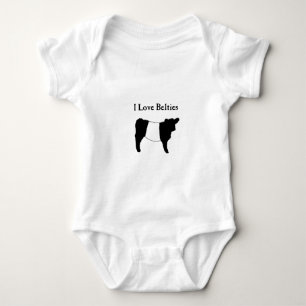 I Love Belties - Black White Belted Galloway Cows Baby Bodysuit