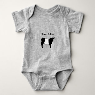 I Love Belties - Black White Belted Galloway Cows Baby Bodysuit