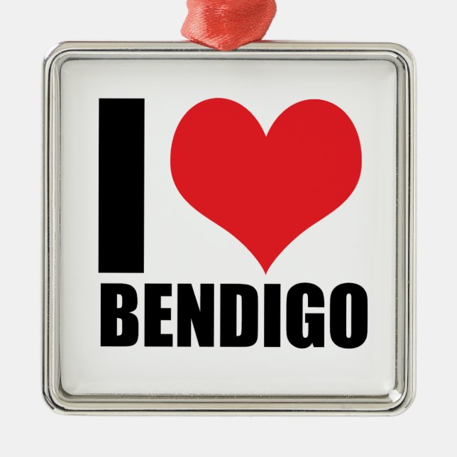 I love Bendigo Metal Tree Decoration (Front)