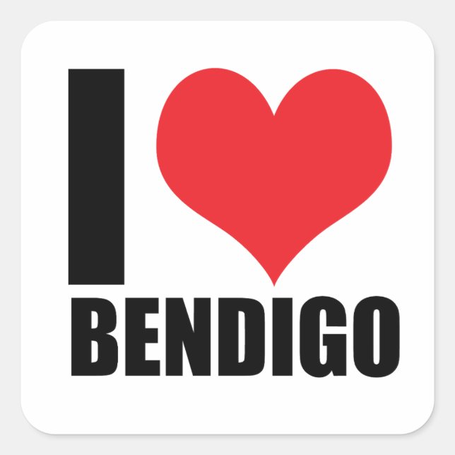 I love Bendigo Square Sticker (Front)