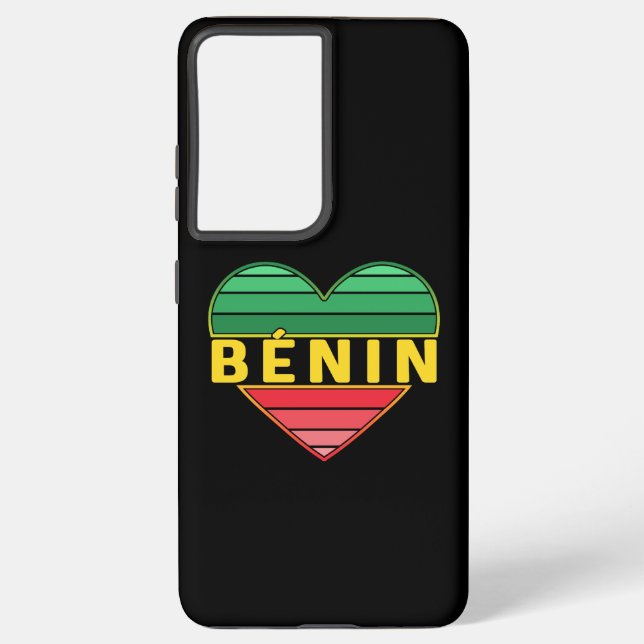 I Love Benin, Beninese Flag Colours Heart Samsung Galaxy S21 Ultra Case (Back)