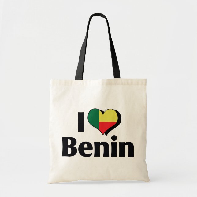 I Love Benin Flag Tote Bag (Front)