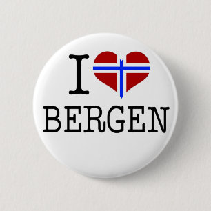 I love Bergen 6 Cm Round Badge