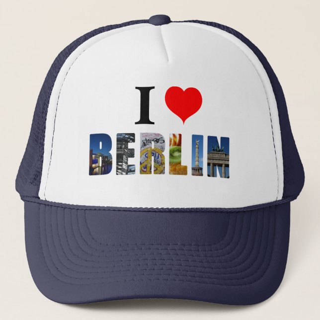 I Love Berlin Germany Travel City Photo Trucker Hat (Front)