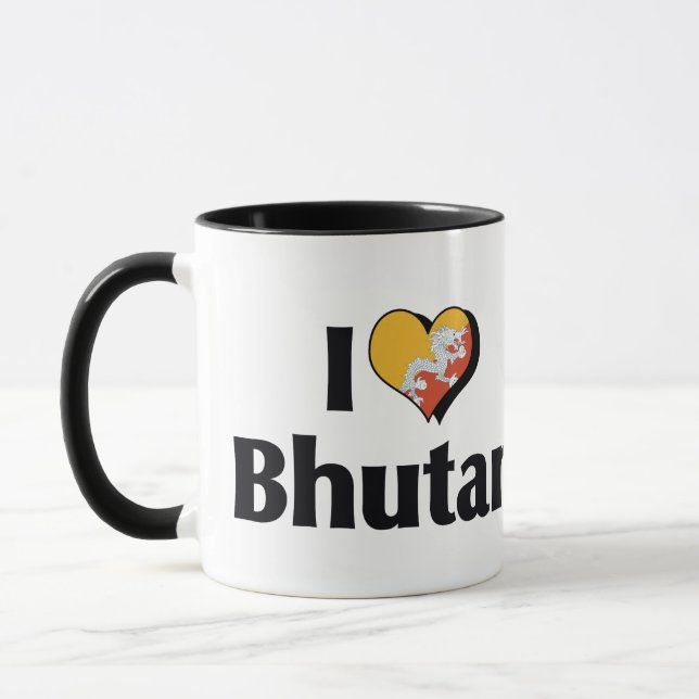 I Love Bhutan Flag Mug (Left)