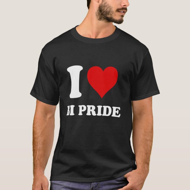 I Love Bi Pride T-Shirt (Front)