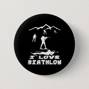 I Love Biathlon Winter Sports Ski Sport Biathlete  6 Cm Round Badge
