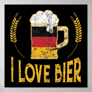 I Love Bier German Flag Beer Lover Oktoberfest Poster