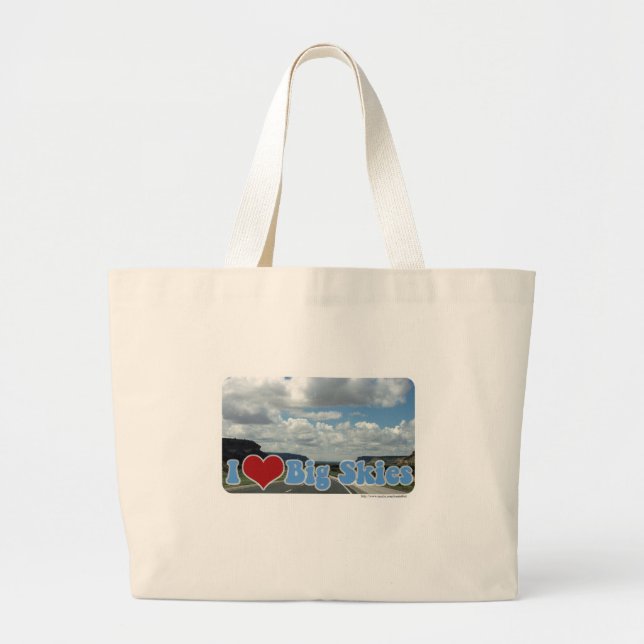 I Love Big Skies Large Tote Bag (Front)