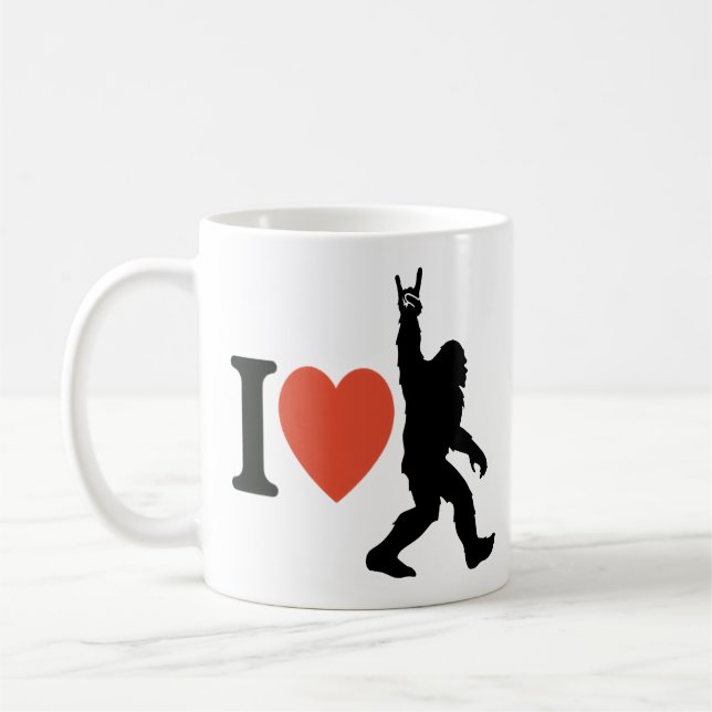 I Love Bigfoot Rock On Coffee Mug (Left)