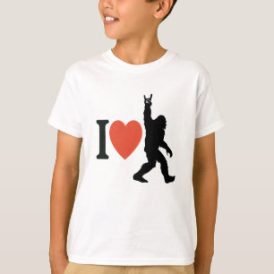 I Love Bigfoot Rock On T-Shirt