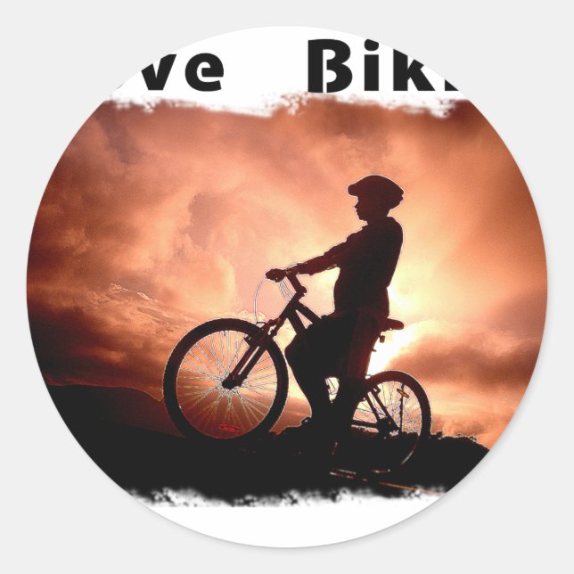 I Love Biking Gnarly Classic Round Sticker (Front)