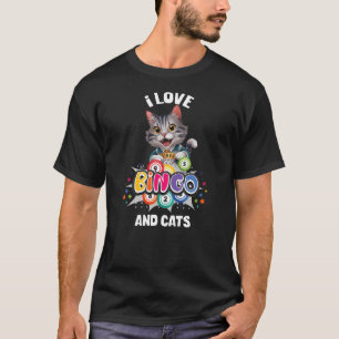 I Love Bingo And Cats Womens Cat Lover Gambling Bi T-Shirt