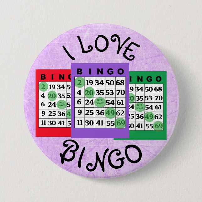 I Love BINGO Cards Button (Front)
