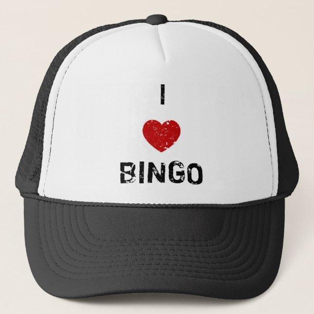i love bingo trucker hat (Front)