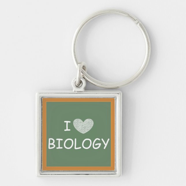 I Love Biology Key Ring (Front)