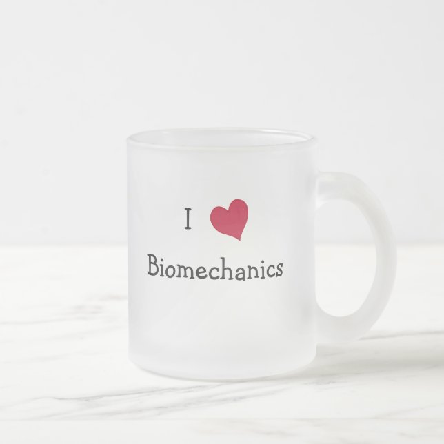 I Love Biomechanics Frosted Glass Coffee Mug (Right)