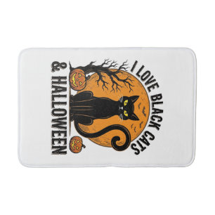 I Love Black Cats Halloween Vintage Shirt Design_1 Bath Mat
