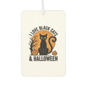 I Love Black Cats Halloween Vintage Shirt Design_1 Car Air Freshener