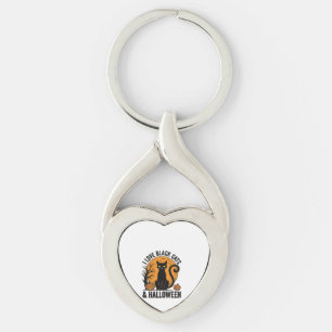 I Love Black Cats Halloween Vintage Shirt Design_1 Key Ring