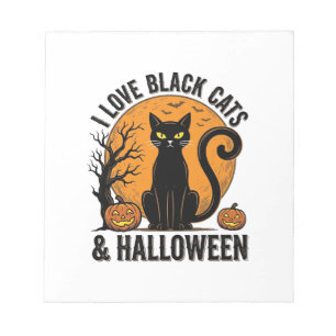 I Love Black Cats Halloween Vintage Shirt Design_1 Notepad