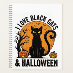 I Love Black Cats Halloween Vintage Shirt Design_1 Planner